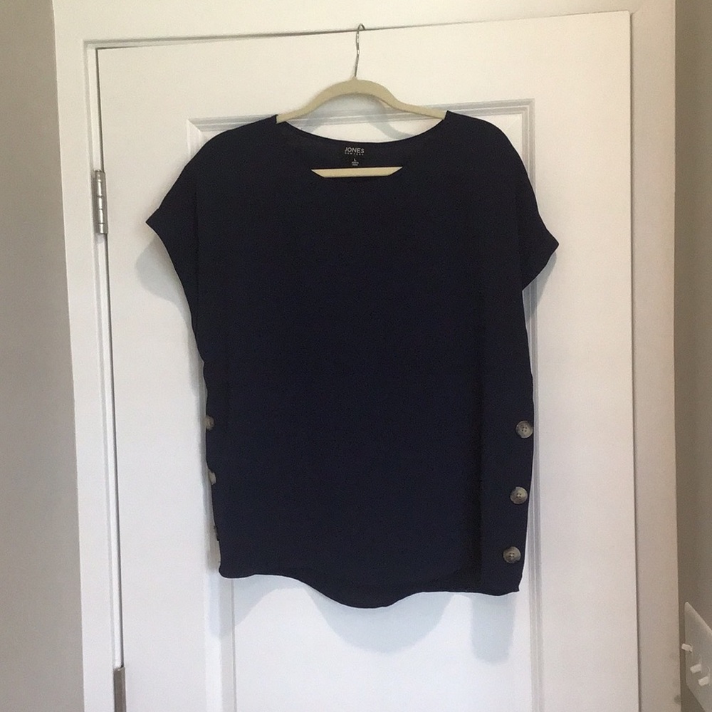 Jones New York Navy Blue Boxy Blouse Size L